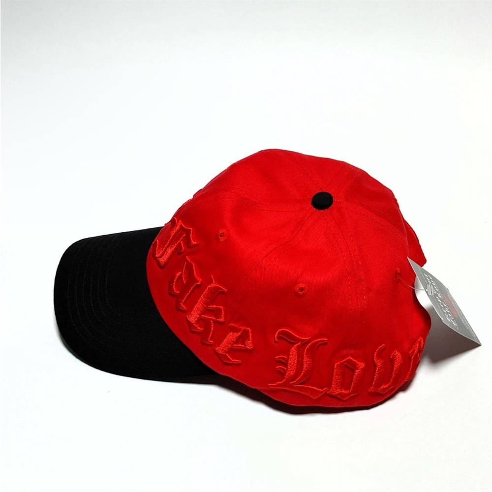 Keep Out Fake Love Red and Black Embroidered Cap - Picture 3 of 5